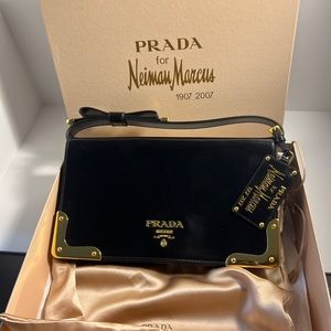 Authentic Prada Limited Edition For Neiman Marcus Pochette black Leather Clutch